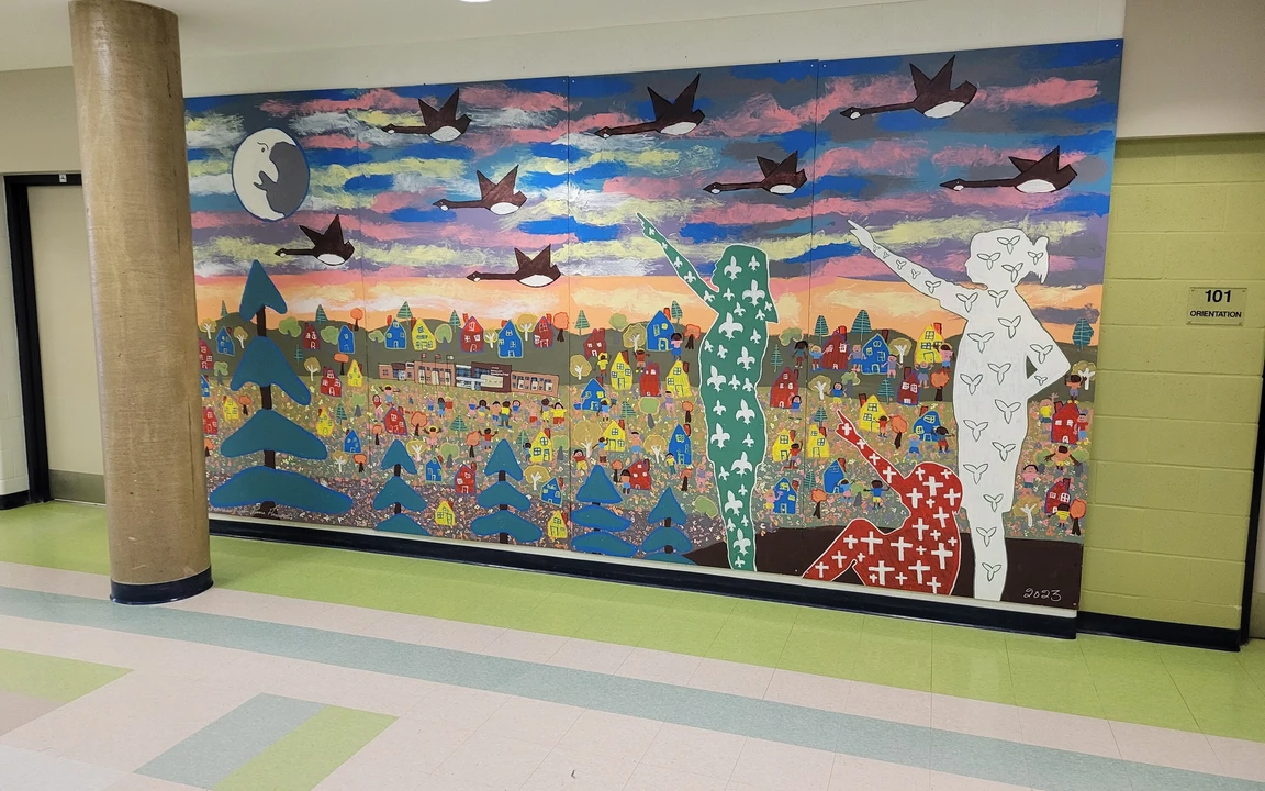 Photo de la murale créée par les élèves de l'école