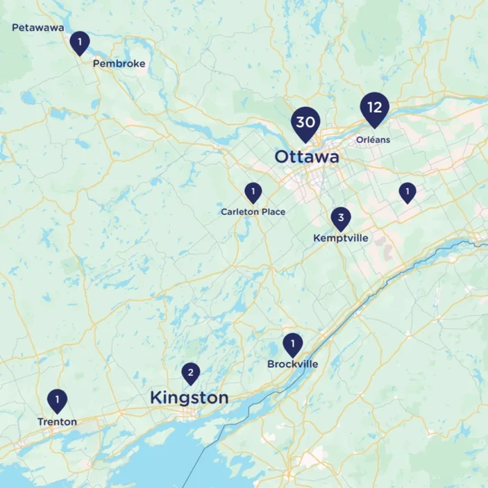 Carte des régions desservies par le CECCE